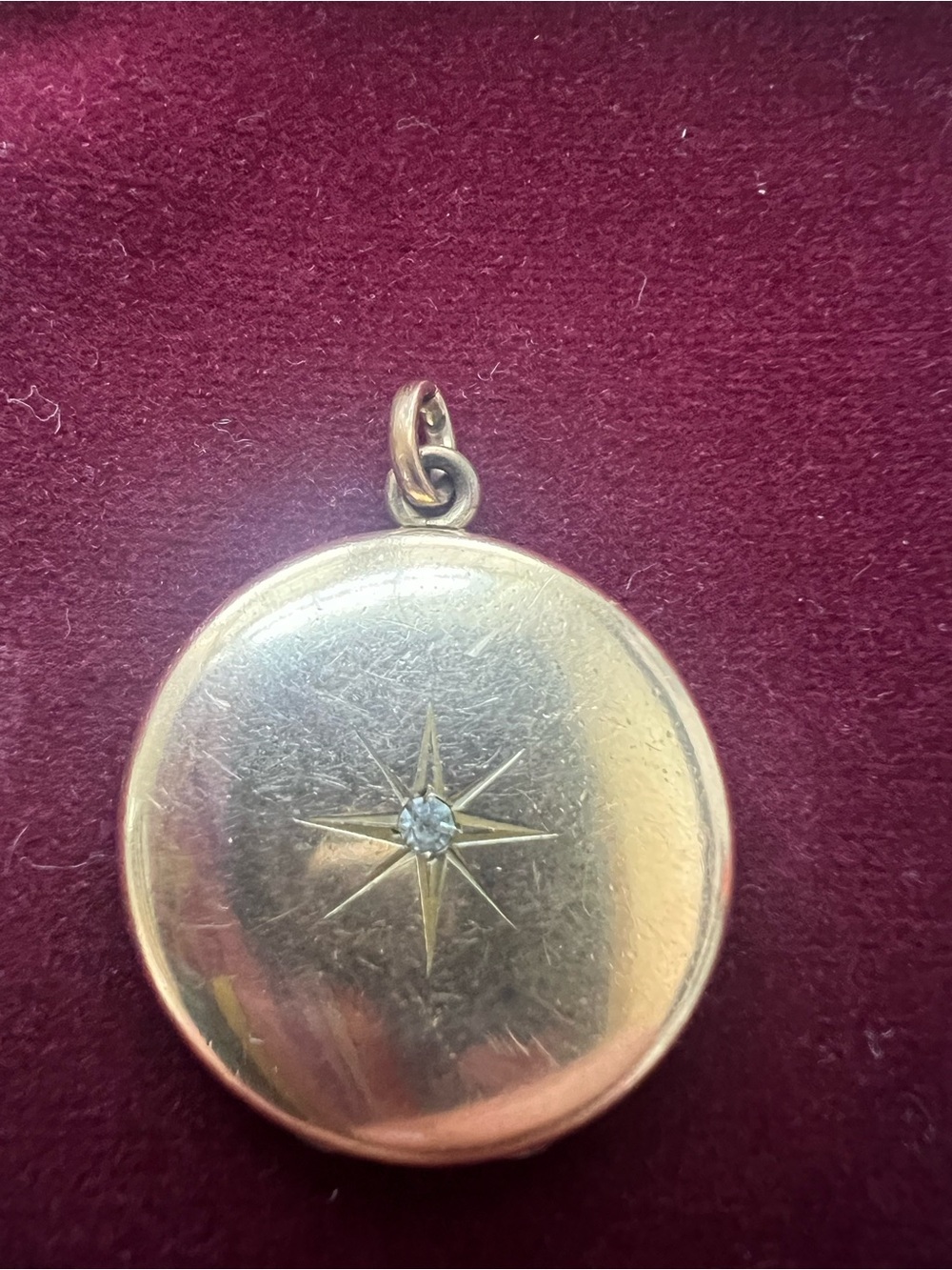 Gold filled antique Starburst Locket Pendant with Crystal